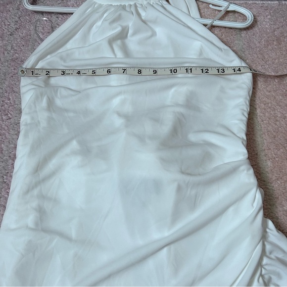 NWT Zara Ruched Halter Maxi Dress White Size Large Bridal Shower Rehearsal - Picture 7 of 16
